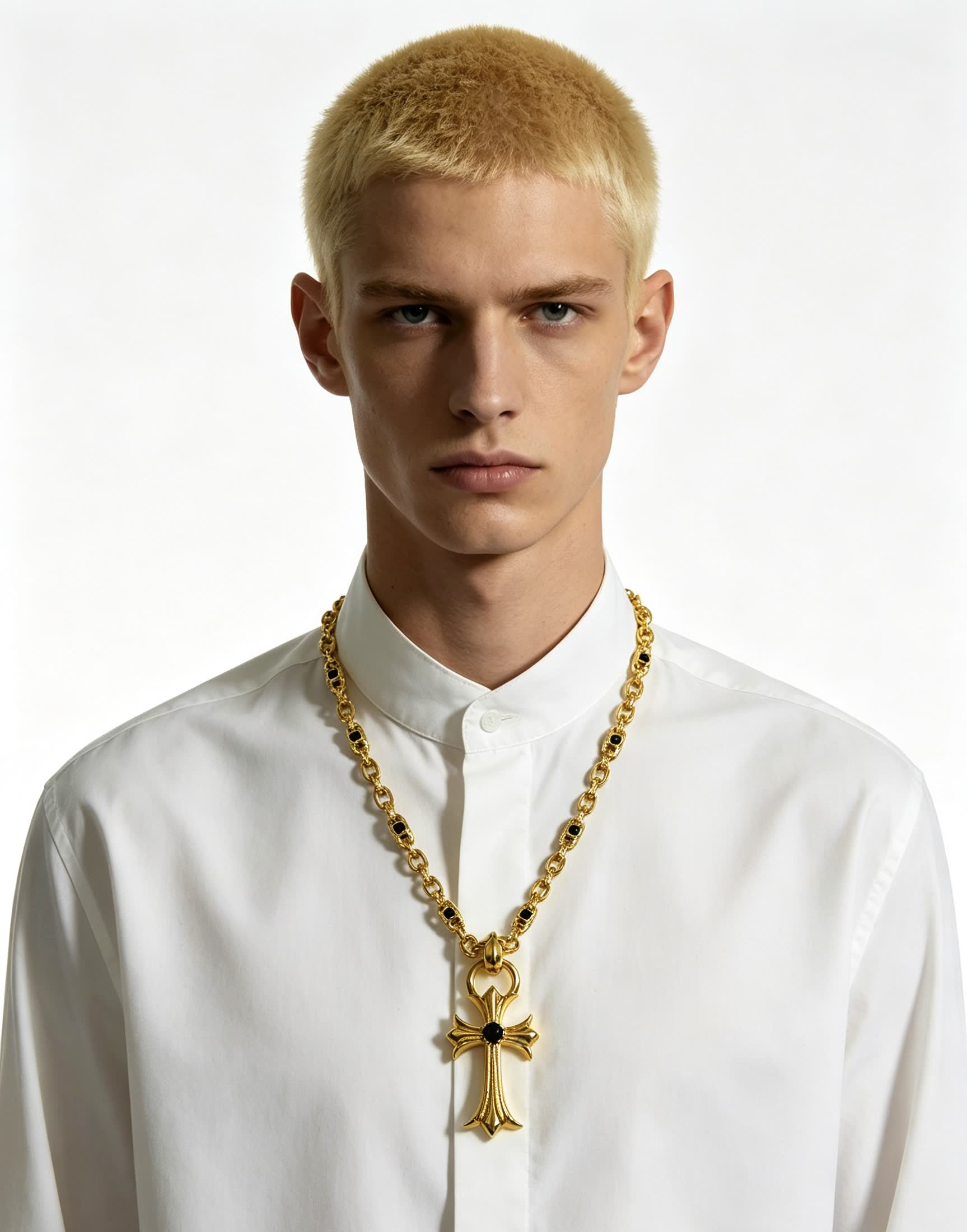 Chrome Hearts Gold Cross Pendant Necklace
